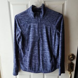 St. John's Bay Women's Heathered Navy Zip-Up Fleece Pullover Size L